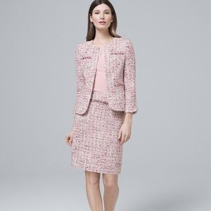 NWT WHBM pink tweed jacket and mini skirt set $254 Size 4P